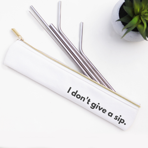I Don't Give a Sip Metal Straw Set